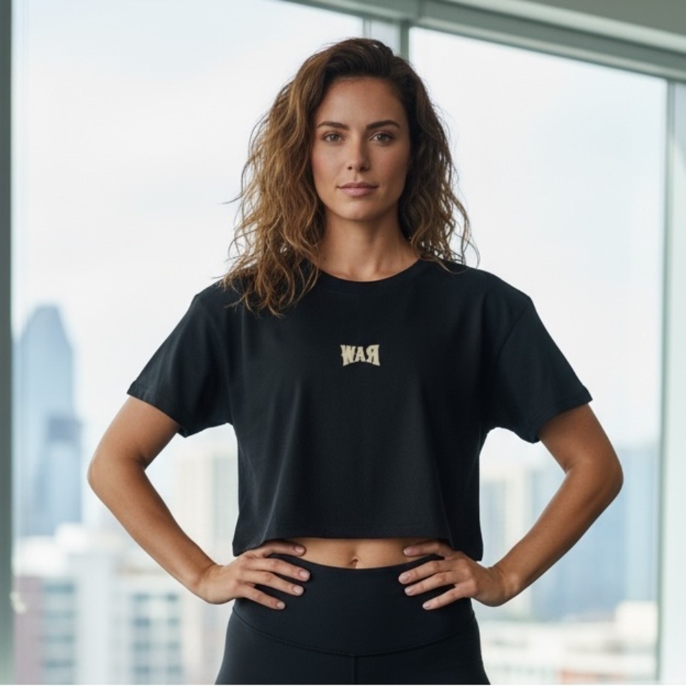 Rawgear Black War Cropped T Shirt Large NWT
